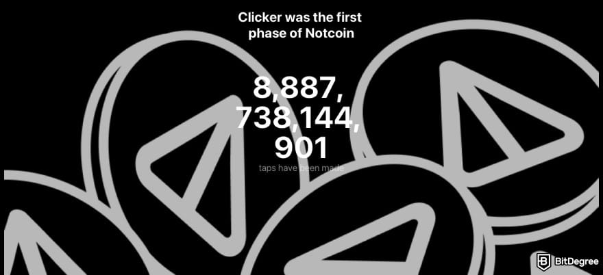 How to claim Notcoin airdrop: a screenshot of Notcoin's tap-to-earn game statistics.