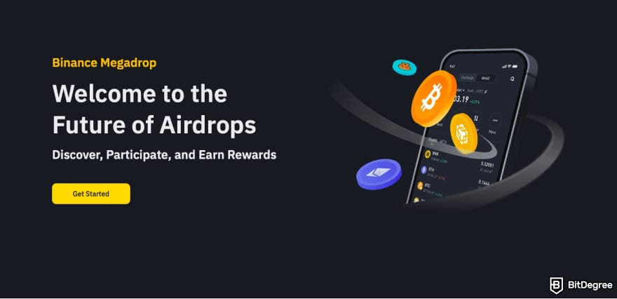 How to claim Notcoin airdrop: a screenshot of Binance Megadrop page.