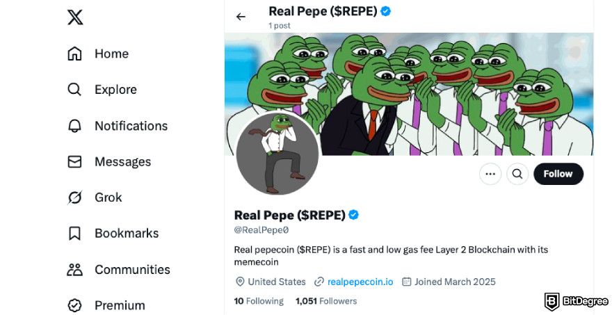 How to claim Pepe airdrop: follow the Real Pepe X account.