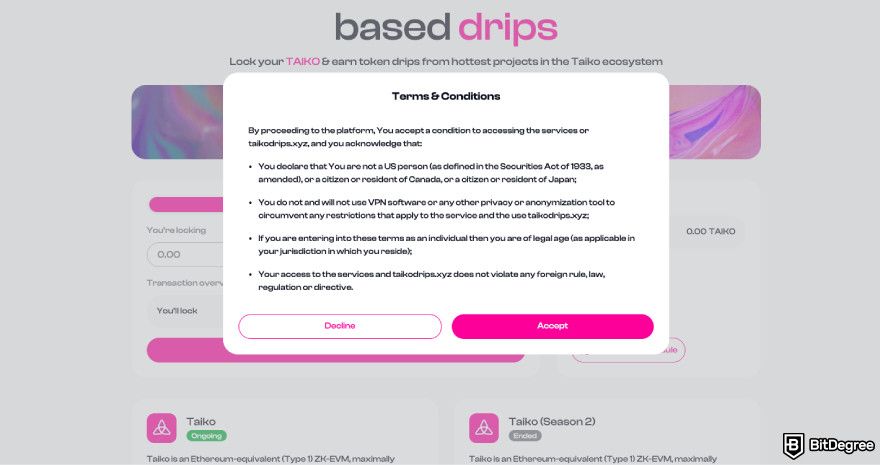 How to claim Taiko airdrop: click [Accept].