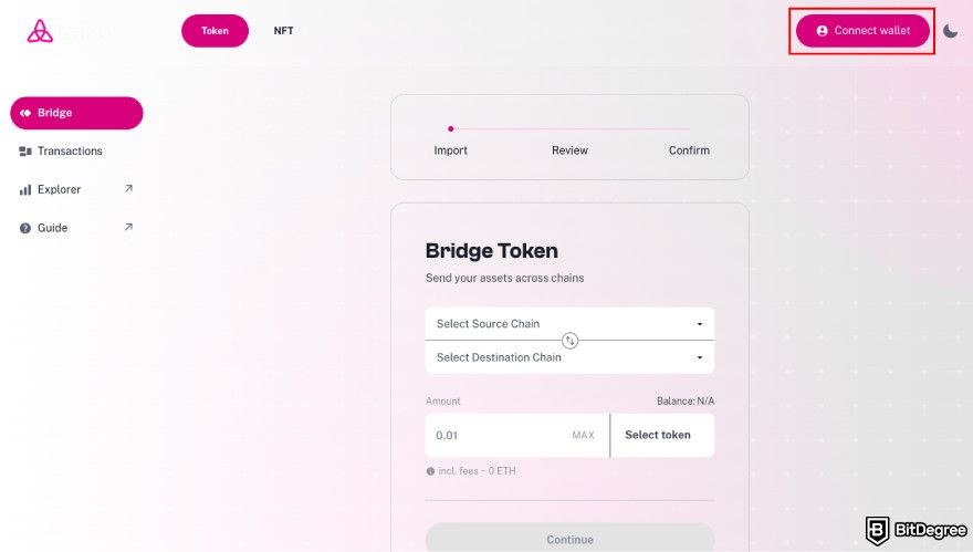 How to claim Taiko airdrop: click [Connect Wallet] on Taiko's bridging platform.