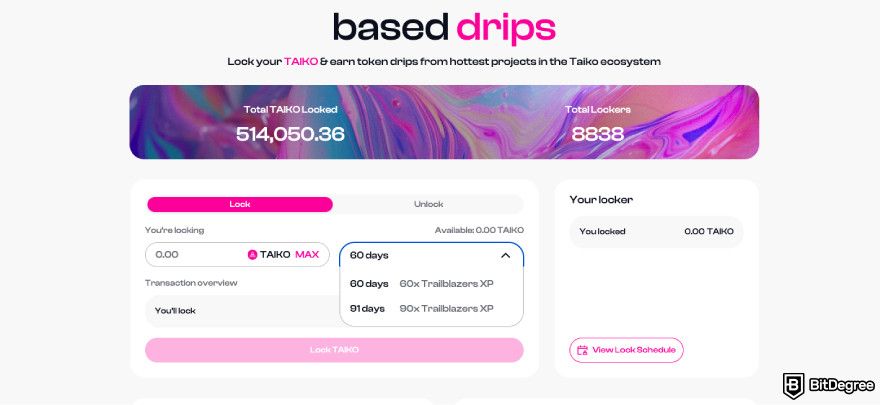 How to claim Taiko airdrop: click [Lock TAIKO].