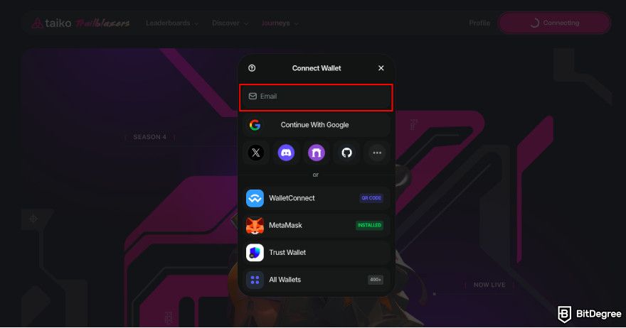 How to claim Taiko airdrop: enter your email.