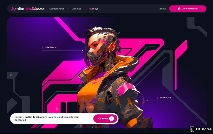 How to claim Taiko airdrop: a screenshot of Taiko Trailblazers landing page.
