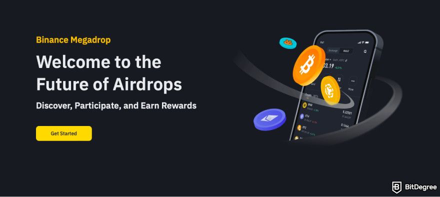 How to claim Taiko airdrop: a screenshot of Binance Megadrop page.
