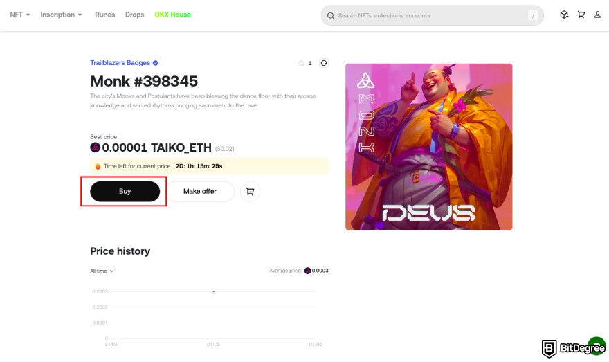 How to claim Taiko airdrop: click [Buy].