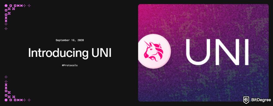 How to claim Uniswap airdrop: UNI protocol token introduction banner.