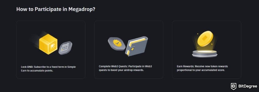 How to claim WEN airdrop: illustration on how to participate in Binance Megadrop.
