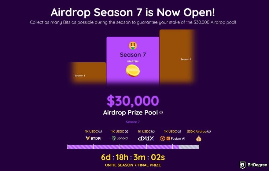 How to claim WEN airdrop: the BitDegree Airdrop Season 7 page.