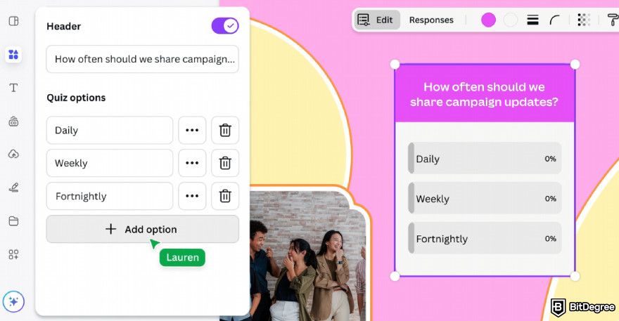 How to create a quiz: designing a quiz using Canva.