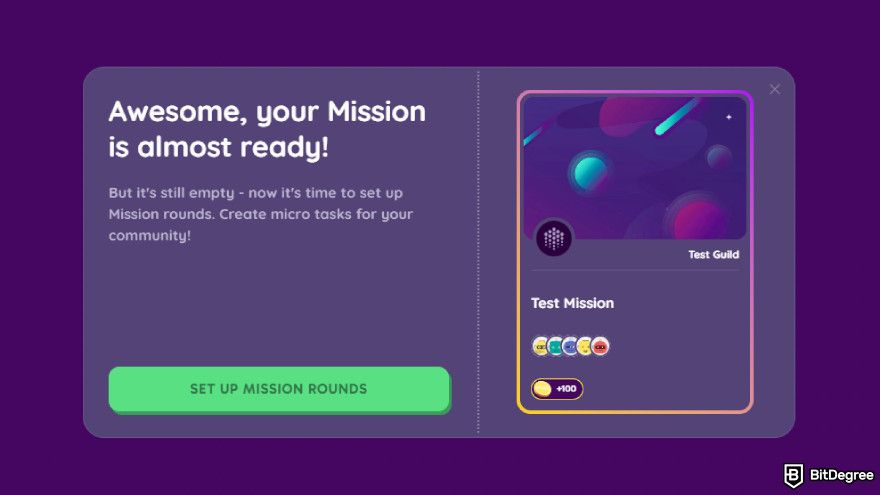 How to create a quiz: select set up mission rounds.