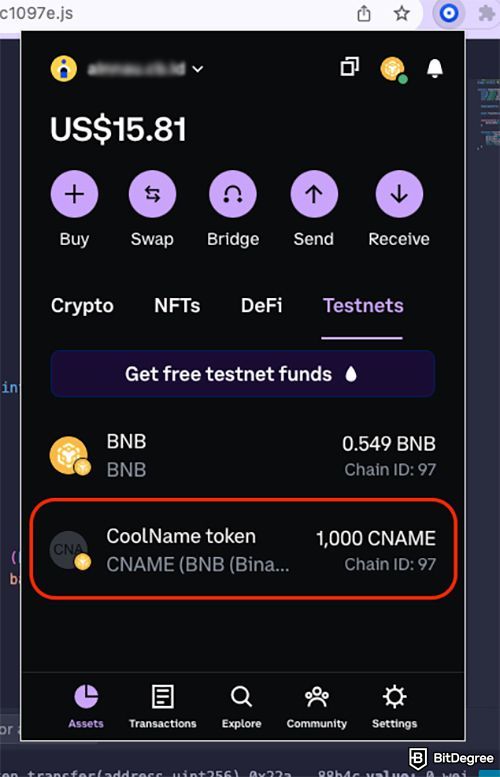 How to create a token on BSC: CoolName token.