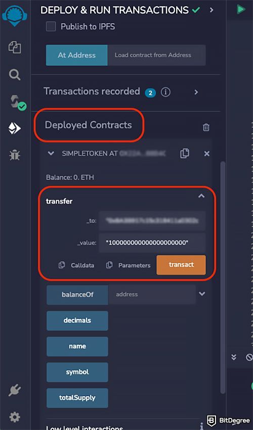 How to create a token on BSC: deployed contracts.