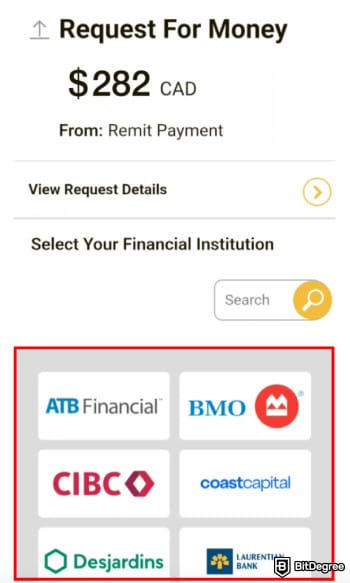 How to deposit money into crypto exchange: the financial institution page when making transfer via Interac e-transfer. How to deposit money into crypto exchange: the financial institution page when making transfer via Interac e-transfer.