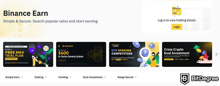 Cách kiếm Bitcoin miễn phí: Binance Earn.