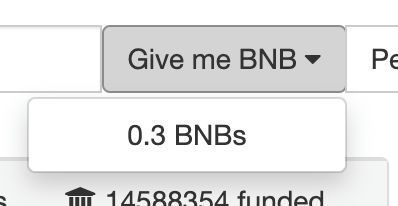 BNB testnet faucet: getting 0,3 tBNBs from the testnet faucet.