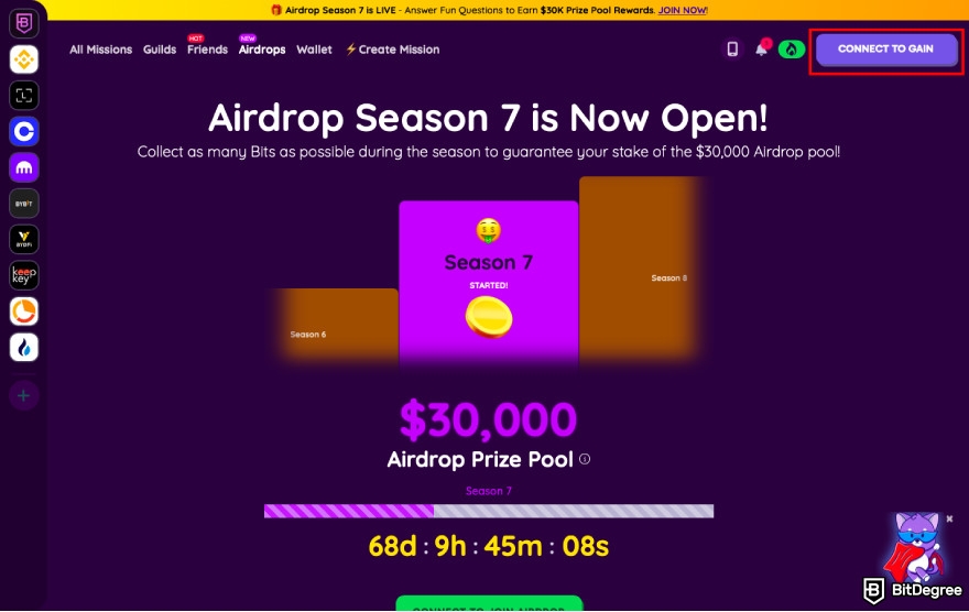 How to get crypto airdrops: connect to BitDegree.