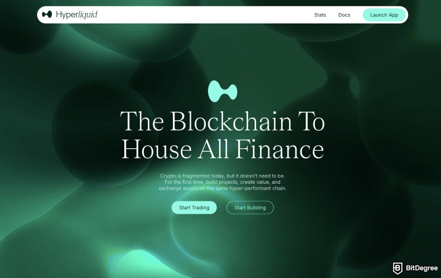 How to get crypto airdrops: a screenshot of Hyperliquid homepage.