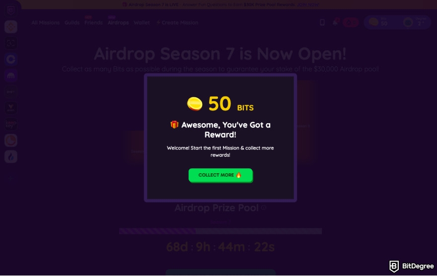 How to get crypto airdrops: click Collect More.