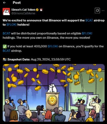 How to get Floki airdrop: Simon's Cat airdrop on Binance.
