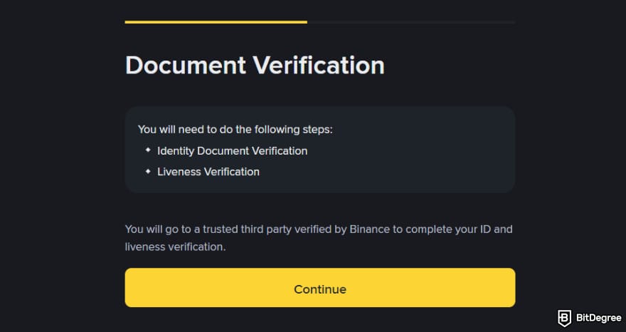 How to get into crypto: Binance's document verification.