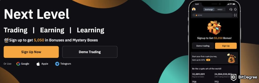 How to get into crypto: Bybit's homepage.