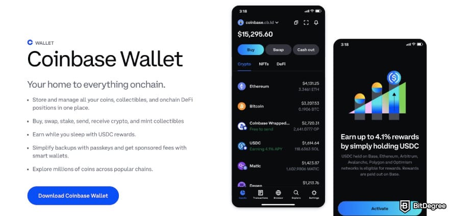 How to get into crypto: Coinbase wallet page.