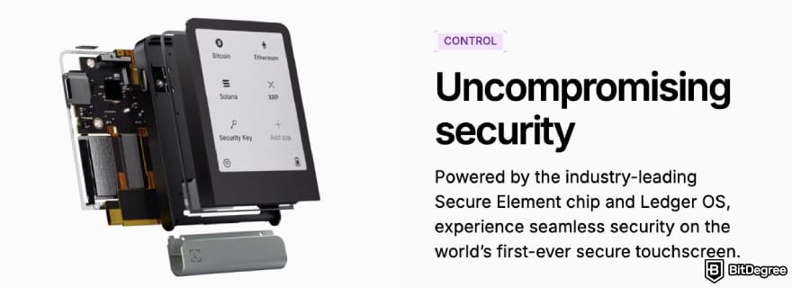 How to get into crypto: Ledger Flex showcasing its security.