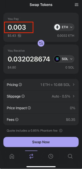 How to get Phantom airdrop: enter the amount you want to swap and click [Swap Now].