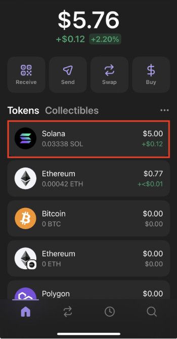 How to get Phantom airdrop: select the cryptocurrency you want to stake.