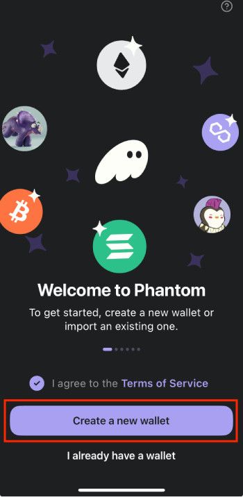 How to get Phantom airdrop: click [Create a new wallet].