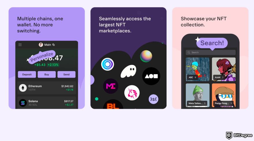 How to get Phantom airdrop: a screenshot of Phantom Wallet's NFT management features.