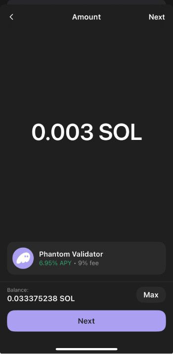 How to get Phantom airdrop: choose the amount you want to stake.