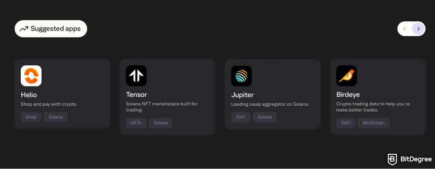 How to get Phantom airdrop: a screenshot of Phantom Wallet's suggested apps.