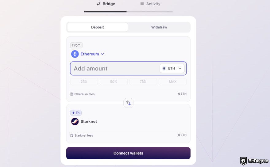 How to get Starknet airdrop: bridging Ethereum.