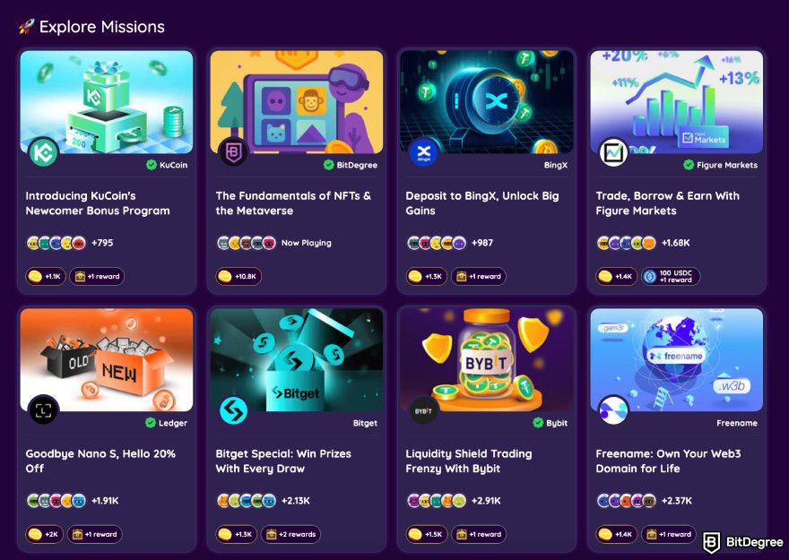 How to get SUI airdrops: explore BitDegree Missions.