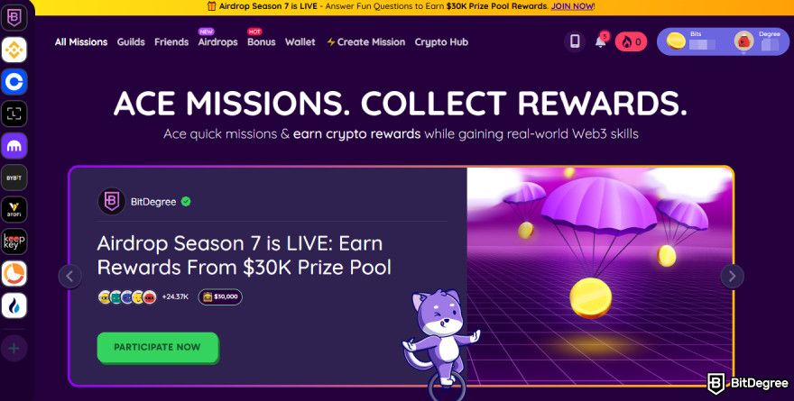 How to get Wormhole airdrop: BitDegree Missions.