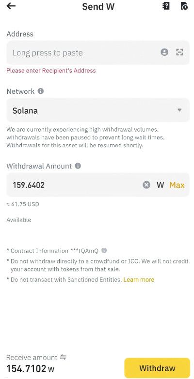 How to get Wormhole airdrop: withdraw W coin.