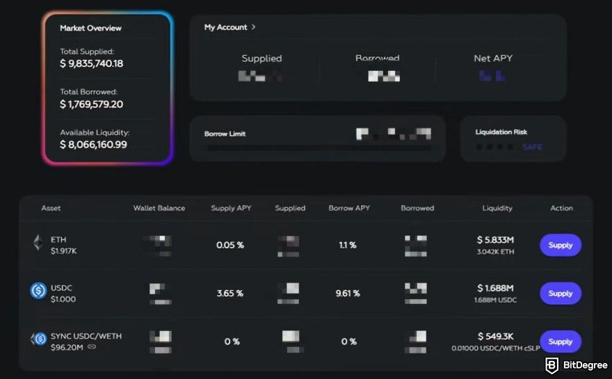 How to get ZKsync airdrop: EraLend's Market page.