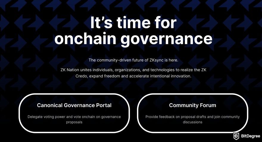 How to get ZKsync airdrop: ZKSync's on-chain governance page.