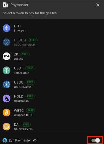 How to get ZKsync airdrop: Zyfi Paymaster.
