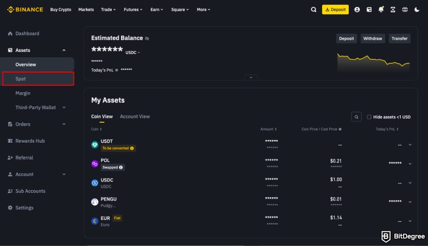 How to leverage trade crypto: click Spot.