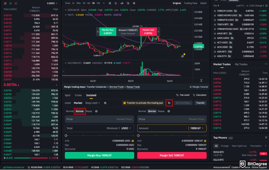 How to leverage trade crypto: click Borrow.