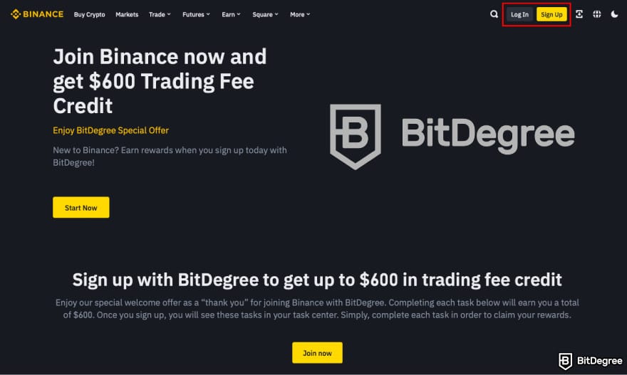 How to leverage trade crypto: log in to your Binance account.