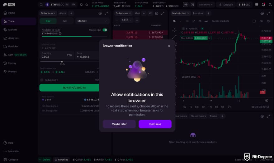 How to leverage trade crypto: enable alerts.
