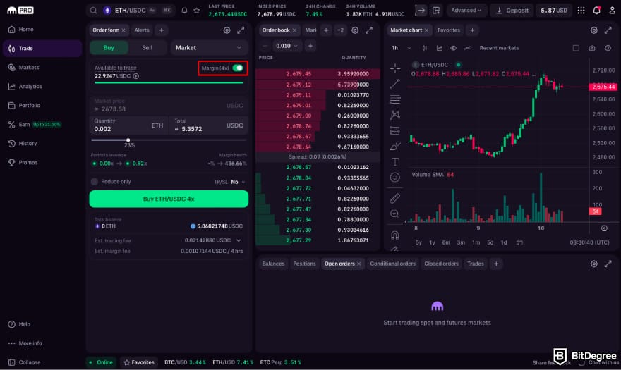 How to leverage trade crypto: turn on margin.