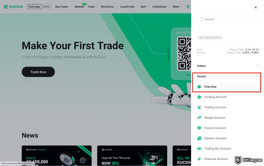 How to leverage trade crypto: go to Assets and Overview.
