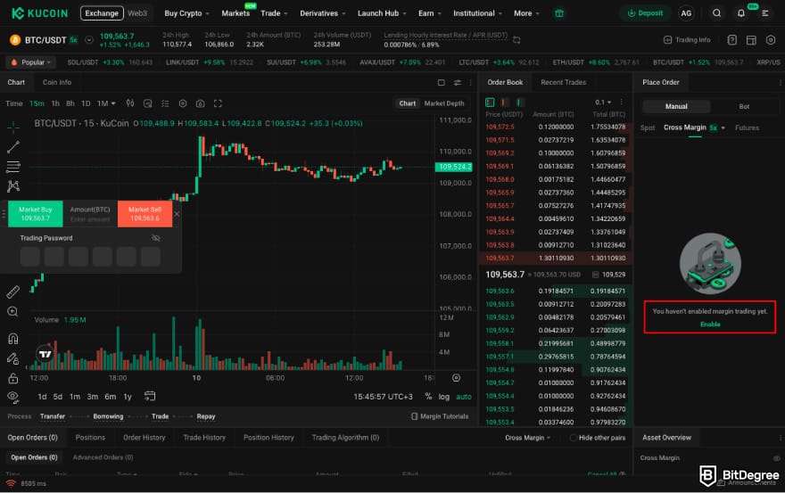How to leverage trade crypto: click Enable.