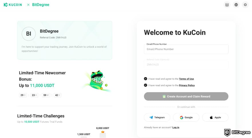 How to leverage trade crypto: log in to KuCoin.