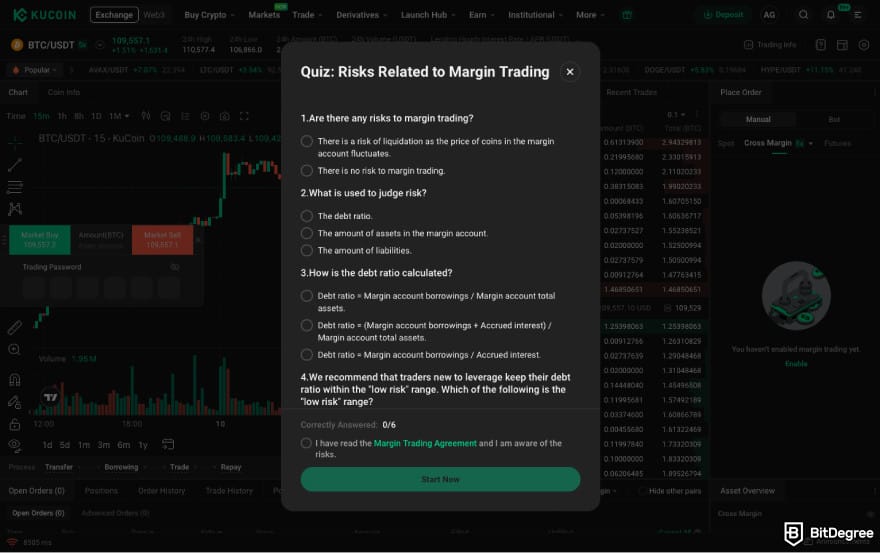How to leverage trade crypto: complete the questionnaire.